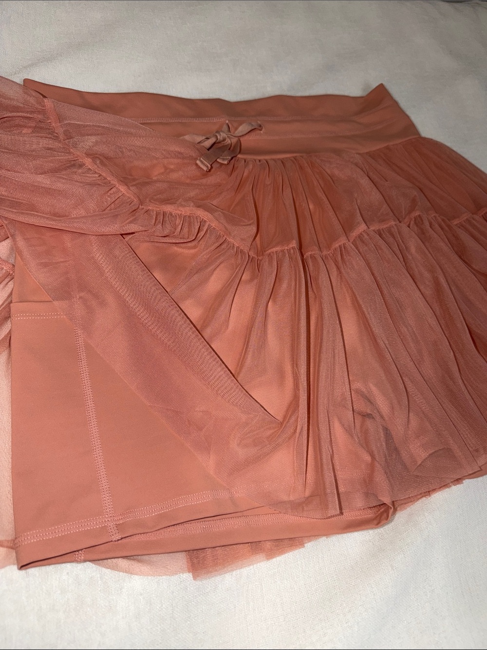 Women’s Pirouette Tiered Peach Mesh Skort with Pockets High Rise 2XL